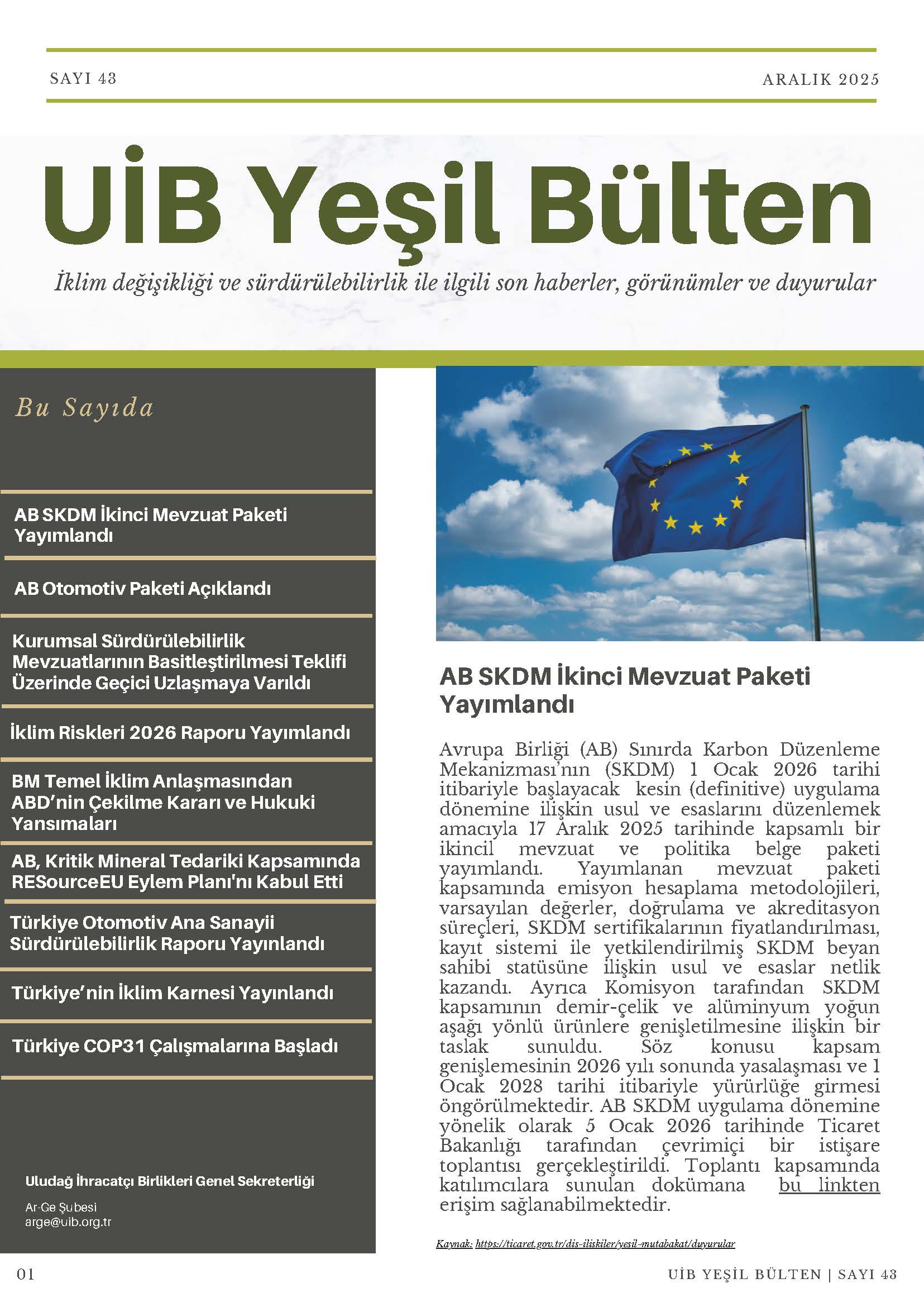 UİB Yeşil Bülten Sayı 43